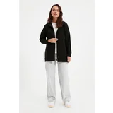 Trendyol Black Zipper Hooded Knitted Sweatshirt