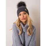 Fashion Hunters RUE PARIS Dark gray cap with a pompom | Shoptok.si