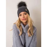 Fashion Hunters RUE PARIS Dark gray cap with a pompom