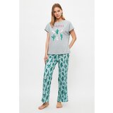 Trendyol Gray Cactus Pattern Knitted Pajamas Set | shoptok.hr