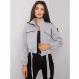 Fashion Hunters Gray women's sweatshirt with a zipper Cene