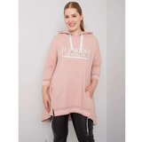 Fashion Hunters Dusty pink women's plus size sweatshirt with pocket Cene