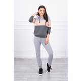 Kesi Set with colorful stripes gray+powdered pink | Shoptok.si