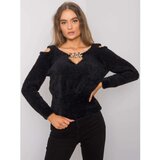 Fashion Hunters RUE PARIS Black sweater with a triangular neckline | shoptok.hr