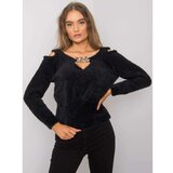 Fashion Hunters RUE PARIS Black sweater with a triangular neckline Cene