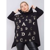 Fashion Hunters Black plus size sweatshirt with a printed design Cene