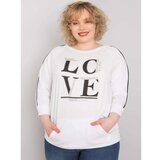 Fashion Hunters Plus size white blouse with pocket and appliques Cene