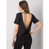 Fashion Hunters RUE PARIS Black blouse with short sleeves Cene