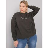 Fashion Hunters Women's plus size dark khaki sweatshirt Cene
