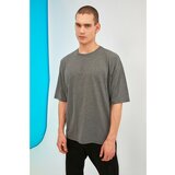 Trendyol Antracitna muška majica kratkih rukava s velikim tiskom crna | siva Cene