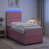  LED okvir za krevet s madracem Ružičasta 90 x 200 cm Baršun | shoptok.hr