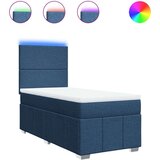 vidaXL Krevet s oprugama i madracem plavi 90 x 200 cm od tkanine | shoptok.hr