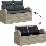 vidaXL 2-sjedalni vrtni kauč s pohranom i jastučićima svijetlosive boje | shoptok.hr