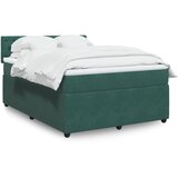 vidaXL Box spring postelja z vzmetnico temno zelena 140x200 cm žamet | Shoptok.si