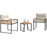  Set vanjskog namještaja s jastukom 3 pcs Krema | shoptok.hr