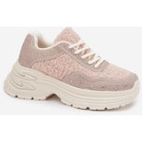 Boto Women's Sneakers With Rhinestones And Sheepskin Light Beige Zarika | Shoptok.si