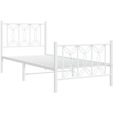 vidaXL Kovinski posteljni okvir z vzglavjem in vznožjem bel 90x190 cm, (21242878) | Shoptok.si