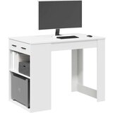 vidaXL Pisalna miza s predalom in polico bela 102x62x77,5 cm inž. les | Shoptok.si