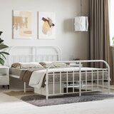 Maison Chic Kovinski Posteljni okvir - Dvoposteljna postelja - Zakonska postelja z vzglavjem in vznožjem bel 140x200 cm, (21695485) | Shoptok.si