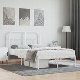 Maison Chic Kovinski Posteljni okvir - Dvoposteljna postelja - Zakonska postelja z vzglavjem bel 120x190 cm, (21693027) | Shoptok.si