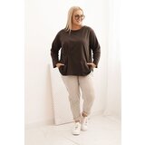 Kesi Włoski Women's Plus Size blouse with cotton, featuring a pocket and rolled sleeves kiwi | Shoptok.si