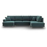 Cosmopolitan Design Petrolej zelena baršunasti sklopiva/s prostorom za odlaganje kutna garnitura (s desnim kutom/u obliku slova "U") Kyoto – | shoptok.hr