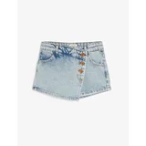 Koton Denim Shorts Skirt Pocket Buttoned Double Breasted Cotton