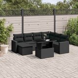 Maison Chic Seti vrtnega pohištva - Vrtna garnitura - Vrtni pohištvo set 8-delna z blazinami črn poli ratan, (21799095) | Shoptok.si