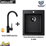 Granitna sudopera kvadratna CRNA i Slavina - Minotti i ULGRAN U-404-308