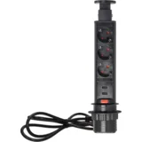 Podaljšek s 3 x Schuko vtičnicami + 2 x USB, vgradni - OR-AE-1349(GS)/B