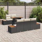  Vrtna sofa Set Set od 6 Crna smeđa Ratan drvo poliester | shoptok.hr