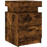  Noćni ormarići s LED svjetlima 2 kom dimljeni hrast 35x39x55 cm | shoptok.hr