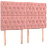  Boxspring - Krevet s oprugama i madracem ružičasti 140x190 cm baršunasti - Ružičasta 140 x 190 cm Dizajn s gumbima | shoptok.hr