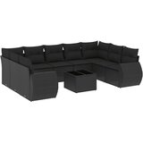  10-dijelni set vrtnih sofa s jastucima crni od poliratana | shoptok.hr
