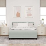 vidaXL Box Spring Postelja z Blazino Svetlo Siva 140x200 cm Žamet | Shoptok.si