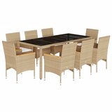  The Living Store Vrtna jedilna garnitura 9-delna z blazinami bež poli ratan - Vrtna Jedilna Garnitura, (21446798) | Shoptok.si