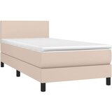  Krevet box spring i madrac LED cappuccino 80x200cm umjetna koža | shoptok.hr