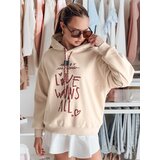 DStreet Bluza damska oversize z kapturem LOVEWILL beżowa Cene