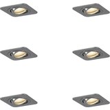 QAZQA Komplet 6 okroglih vgradnih reflektorjev Gunmetal GU10 50mm nastavljiv IP44 - Alberto Cene