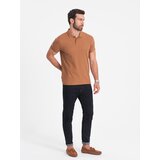 Ombre Men's BASIC single color pique knit polo shirt - brown | shoptok.hr