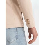 Ombre Men's SLIM knit jacket with subtle texture - beige | Shoptok.si
