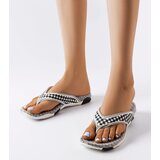 Gemre Mareta Gray-Black Textile Flip-Flops Cene