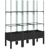  Cvetlično korito z oporno mrežo črno 120x40x142,5 cm PP | Shoptok.si