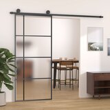 Furnova Drsna vrata mlečno ESG steklo in aluminij 90x205 cm črna, (21945095) | Shoptok.si