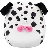 Squishmallows Dustin, beli dalmatinec s kosmatim trebuščkom, 30 cm u