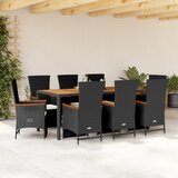 vidaXL 9-dijelni vrtni blagovaonski set s jastucima crni od poliratana | shoptok.hr