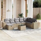  The Living Store Vrtna sedežna garnitura 9-delna z blazinami bež poli ratan - Vrtna Sedežna Garniture, (21443218) | Shoptok.si
