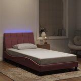  Okvir kreveta s LED-om bez madraca Hanko ružičasti 100 x 200 cm baršunasti | shoptok.hr