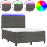  box spring s madracem LED tamnosivi 140x200 cm baršun | shoptok.hr