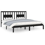 Maison Chic Posteljni okvir - Dvoposteljna postelja - Zakonska postelja črn iz trdne borovine 200x200 cm-J4889, (21772008) | Shoptok.si